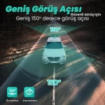 Araç İçi Kamera Geniş Açı Lens Gece Görüşlü Dahili Gps Modülü Akıllı 360+ G500H Botslab Pro Ön 3K QHD - Arka 1080P FHD 150°